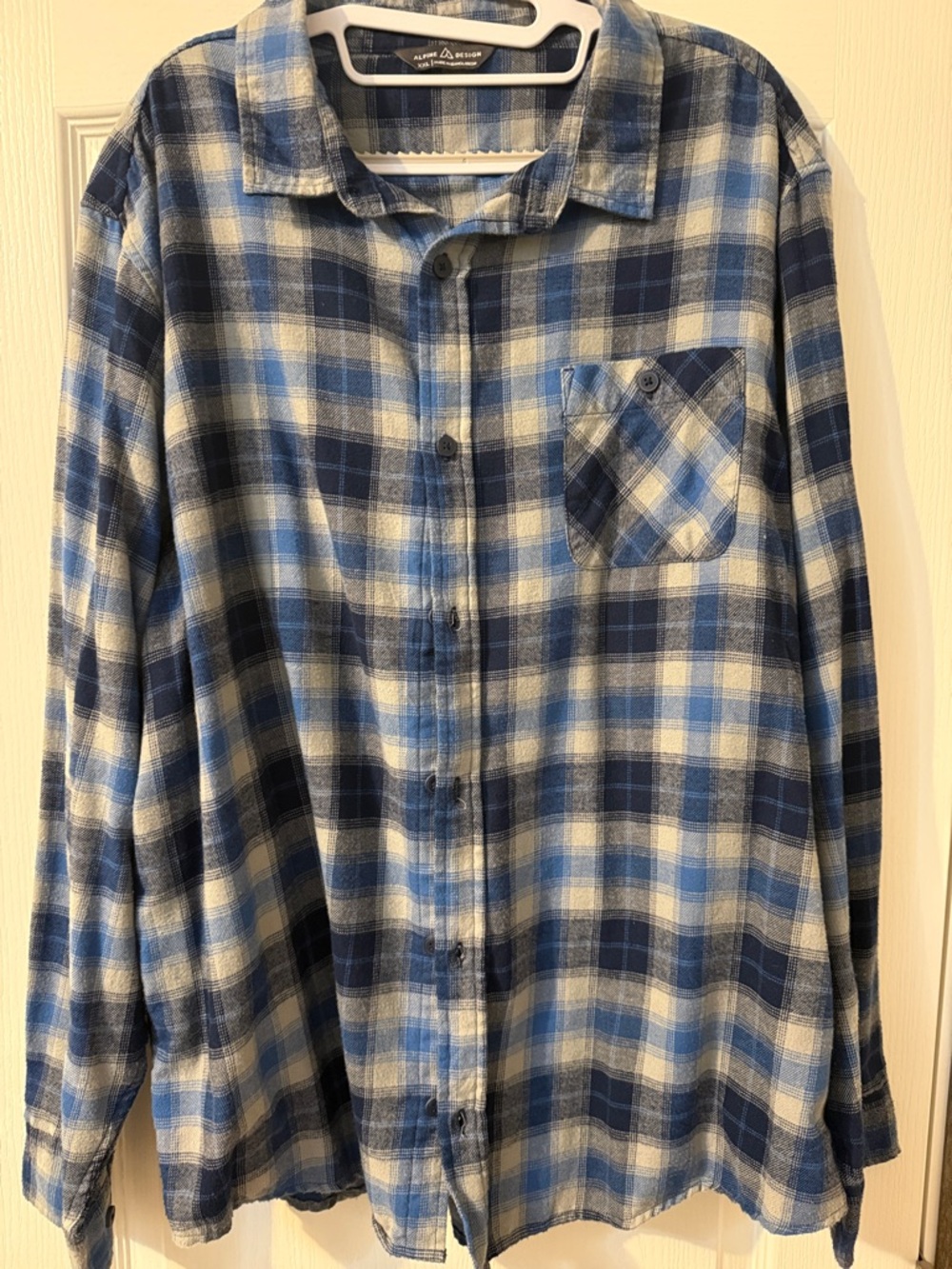 Alpine Design Blue and White Plaid Button-Down Shirt